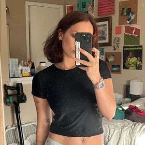 Wild Fable Black Crop T-Shirt